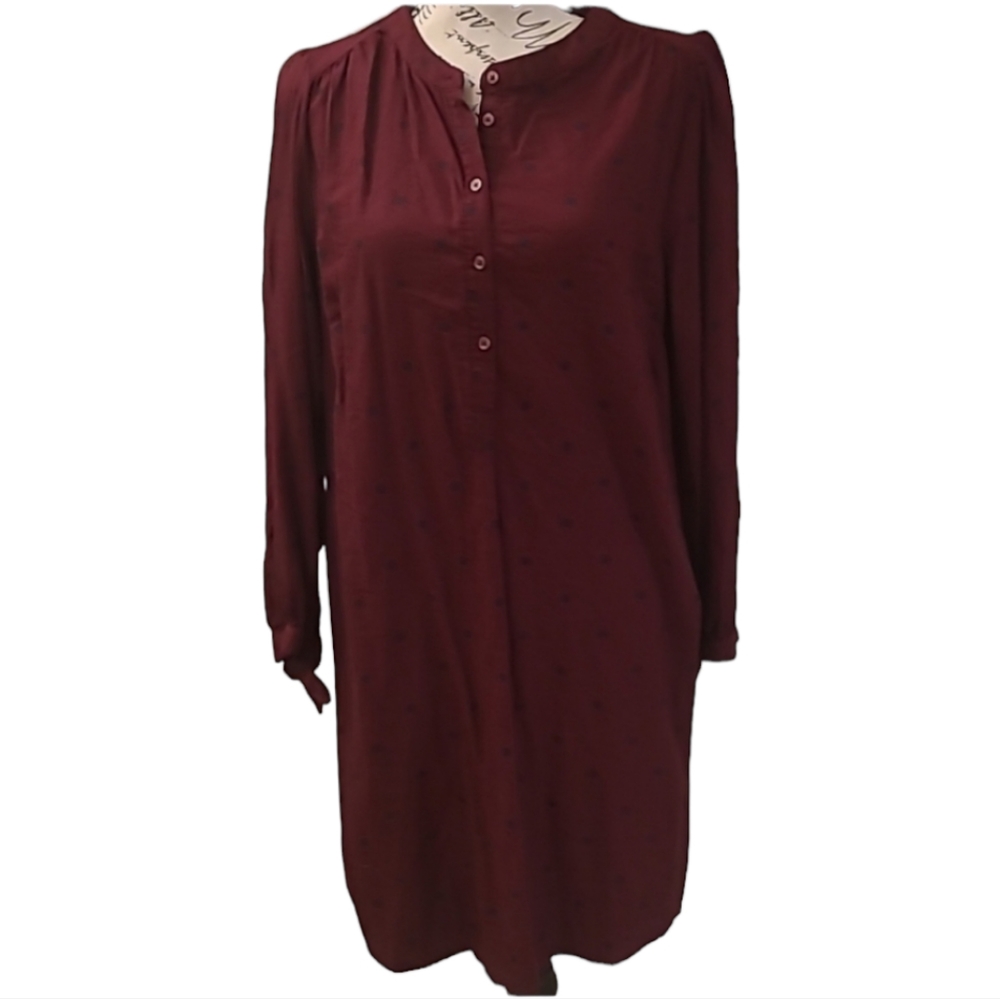 Old Navy Size M Burgundy Dress with Black Polko Dots